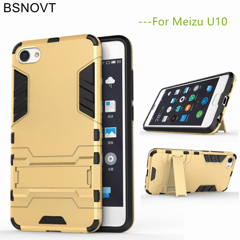 

BSNOVT For Meizu U10 Case Meizu U10 Cover Silicone + Plastic Kickstand Case For Meizu U10 Case U 10 Holder Stand Fundas 5.0" <