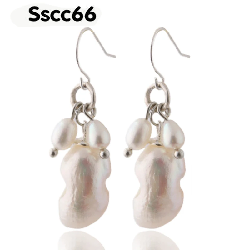 

Sscc66 925 silver Earring for woman Shaped earrings Natural pearl Grape string manual Fashion Ear Drops Charm Earrings jewelry