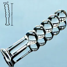 5 beads crystal artificial penis pyrex glass fake female dick anal dildo butt plug adult masturbator