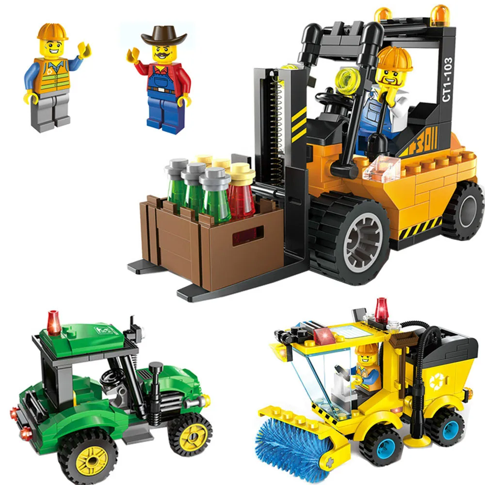 

Legoing city Sweeper Forklift Truck Tractor Agriculture Model Building Blocks toys for children Educational Compatible Legoed 45