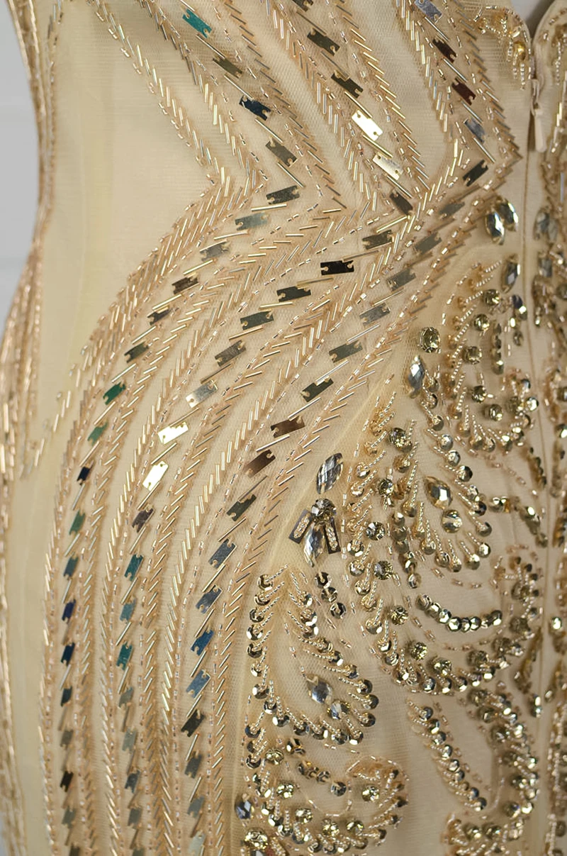 JANCEMBER длинное вечернее платье с бусинами кристаллами блестками О-образным вырезом Иллюзия Кепка рукав Часовня Поезд Русалка Элегантное Вечернее Платье длинное