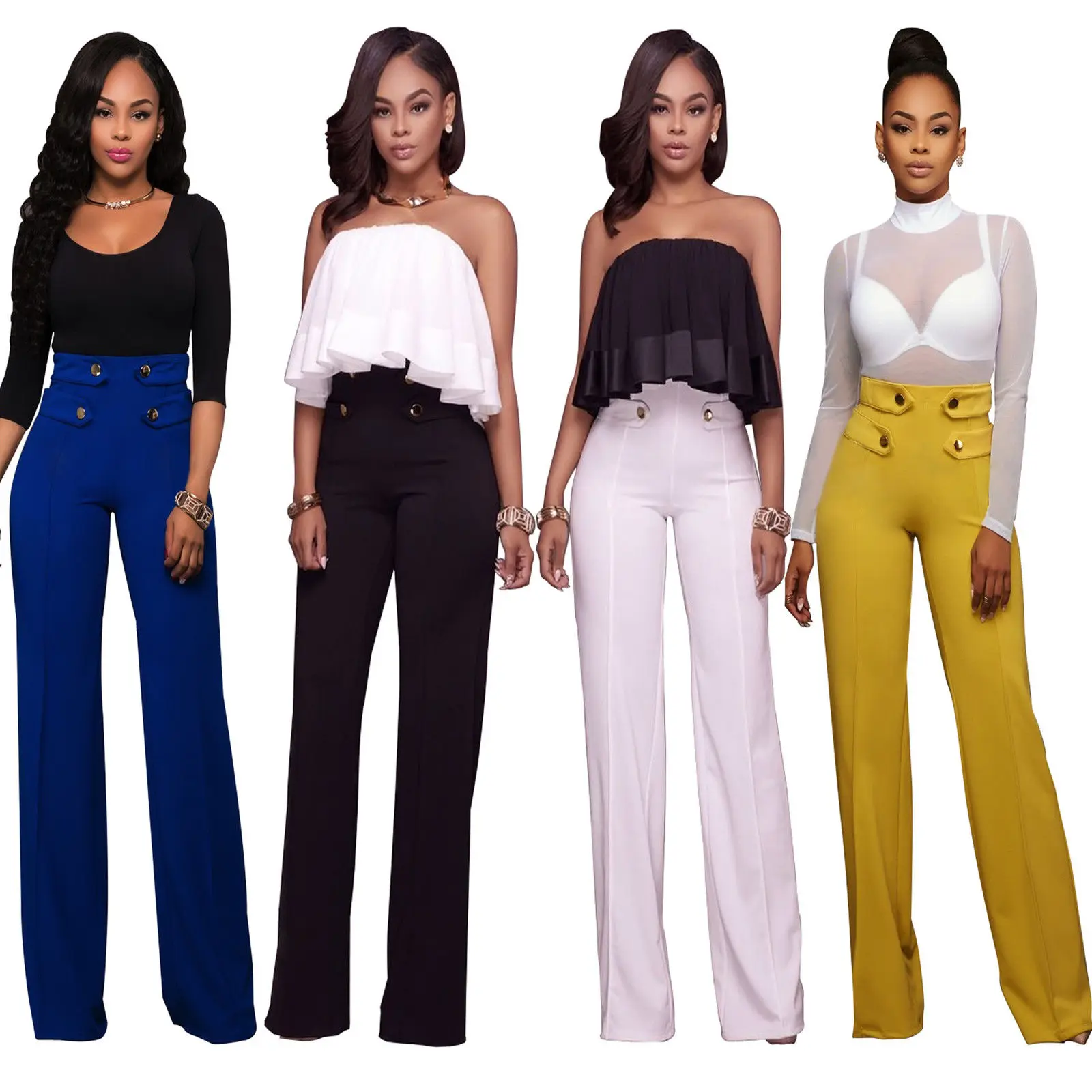 

Hot Summer Women 'S High Waist Slim Trousers Stretch Skinny Pencil Long Pants Solid Autumn Summer Pants