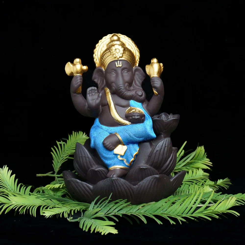 Статуэтка Ганеша обратный поток курильница для благовоний в слон Бог ладан база башня домашний Декор украшение, статуэтки в виде лотоса