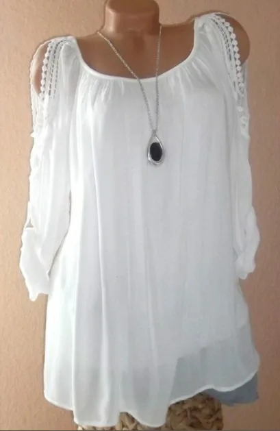 Женская блуза большого размера Весна и лето новая женская рубашка с круглым вырезом без бретелек с длинными рукавами