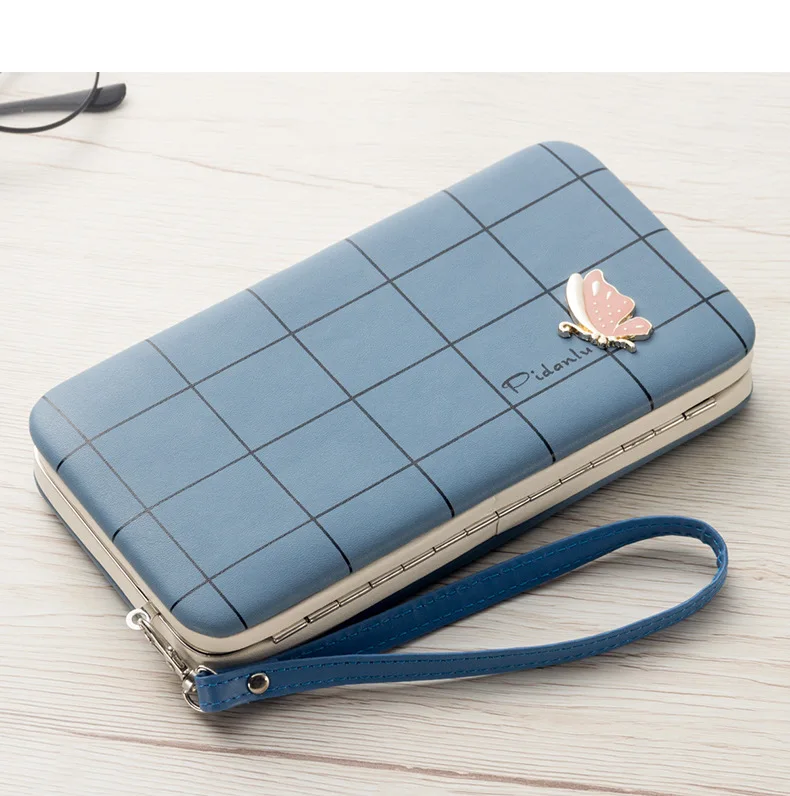 Высокое качество новая бабочка для женщин карамельный цвет короткий бумажник деним синий Carteira Feminina Винтаж Хранение Кошелек телефон сумка