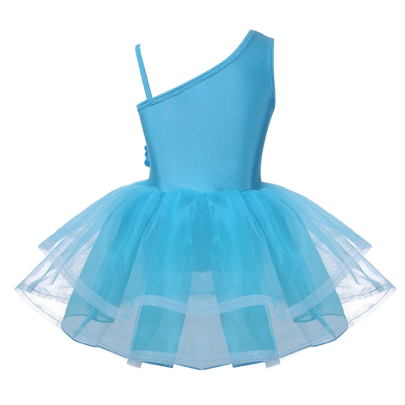 Детская одежда для танцоров для выступлений, платье с одним плечом и блестками, балетные и гимнастические танцевальная пачка, платье