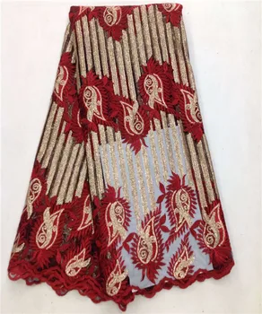 

Gary New French sequins net lace,African tulle mesh lace fabric high quality for party wedding dress 5y/lot Nigerian JL50