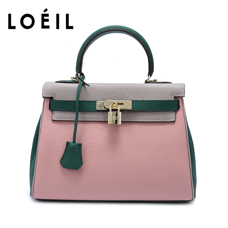LOEIL женская сумка с цветными блоками натуральной кожи Для женщин Crossbody сумки