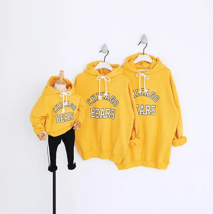 yellow Высококачественные простые весенние свитшоты; одинаковые комплекты для семьи; свободные спортивные толстовки для папы, мамы и ребенка; одежда для всей семьи - Цвет: yellow