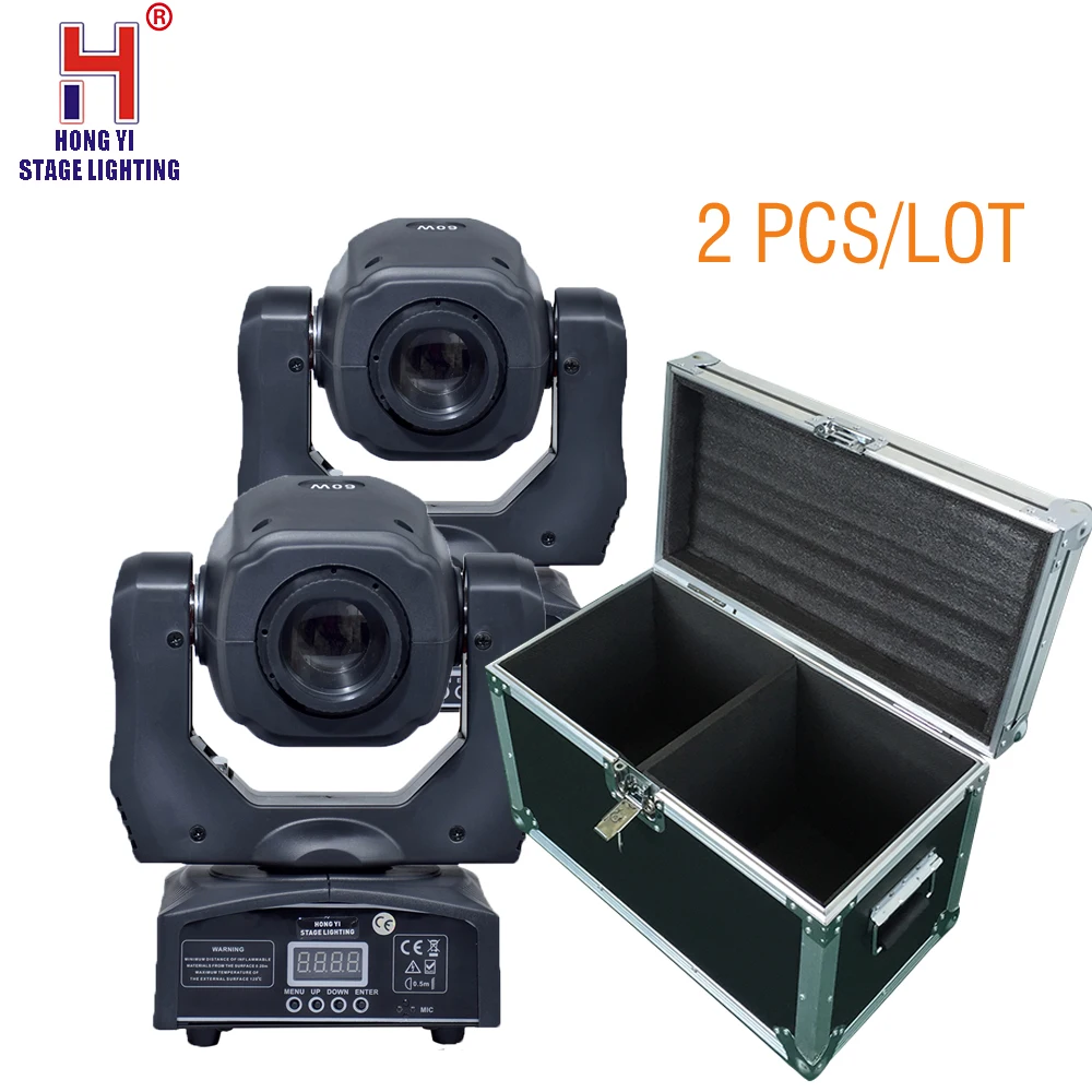 

LED 60W spots Light mini DMX Stage Moving 9/11 Channels dj 8 gobos effect stage lights with flightcase (2 pieces/lot )