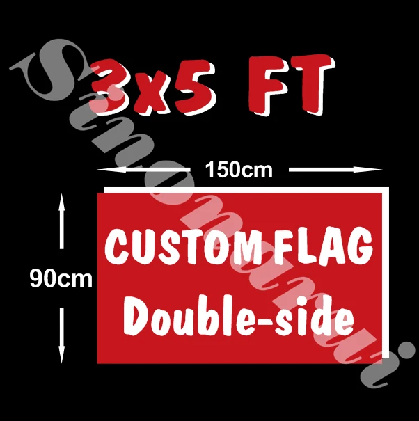 Comprar Diseño personalizado bandera 150X90cm 3x5FT 100D poliéster todo logotipo cualquier color bandera Fans deporte doble cara banderas personalizadas