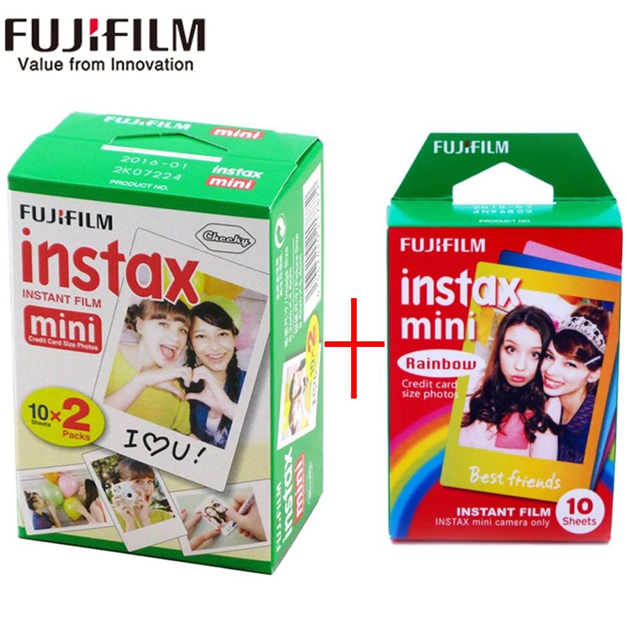 Fujifilm instax mini film 20 blatt weiße Rand film + 10 Blätter Regenbogen farbe mini Film für