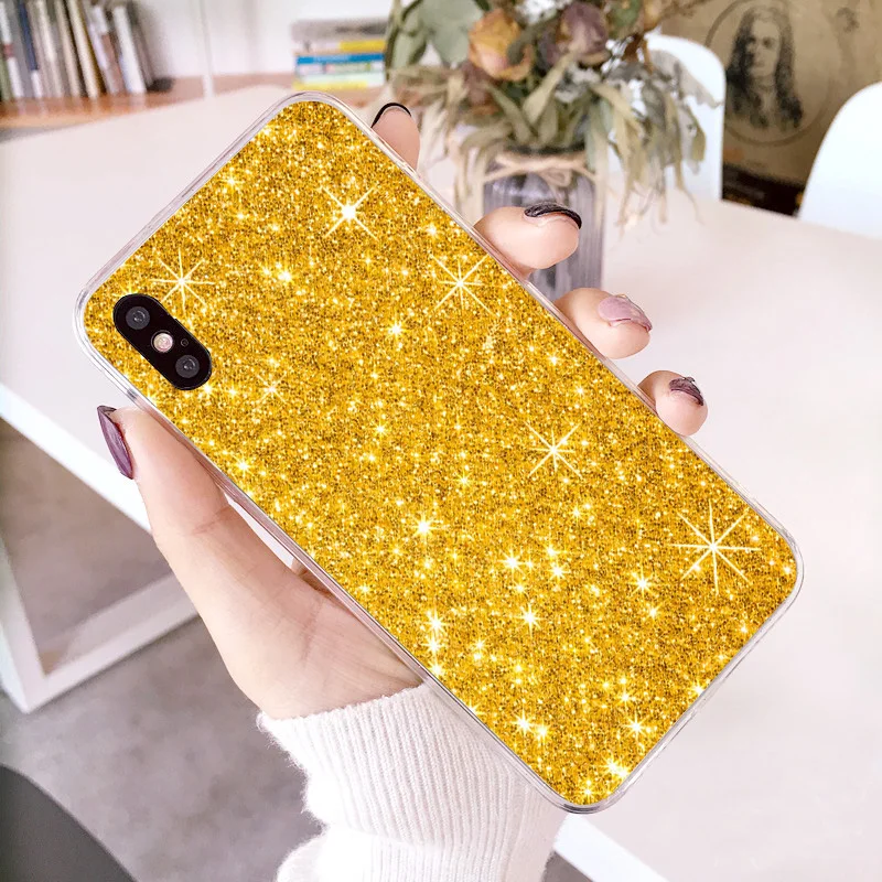 

Yinuoda Luxury Gold Foil Bling Phone Case For iPhone X XS Max XR Soft TPU Cover DIY Picture For iPhone 7 8 7plus 6 6S 5S 5 SE