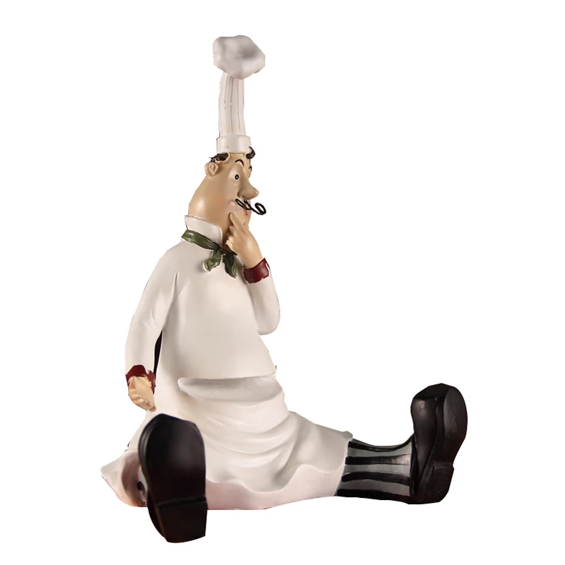 

Creative Resin Chef Sitting Holding Fruit Plate Ornaments Craft Chef Miniature Kitchen Dining Desktop Storage Holder Home Decor