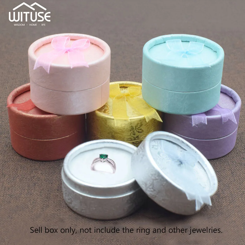 

6 Colors 5.2x3.6cm Stylish Round Jewelry Storage Case Colored Bowknot Ring Earring Necklace Gift Box Secret Present Storage Case