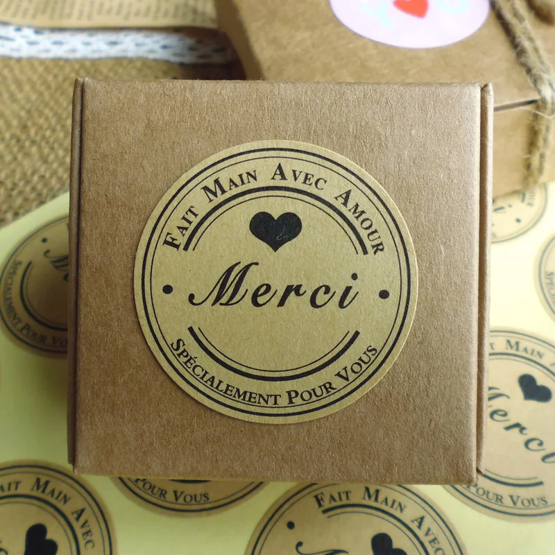 102 шт Merci крафт-печать наклейка французский спасибо Fait основной Avec Amour DIY многофункциональная бумажная этикетка клейкая подарочная печать наклейка