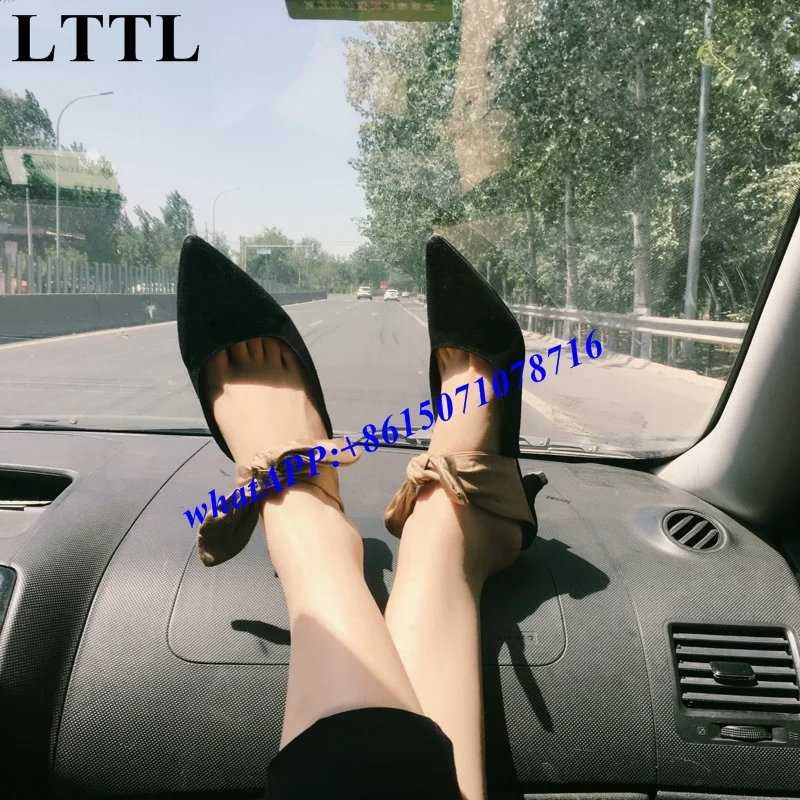 

Brand New Hot Designer Shoes Runway Ladies Sandals Muller Shoes Striped Bowtie Slingback Sandalias Kitten Heel