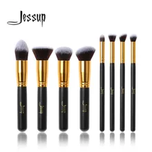 Jessup Brand Professional 8pcs Black/Gold Foundation blush Liquid Kabuki brush Makeup Brushes Tools set Beauty Cosmetics kit