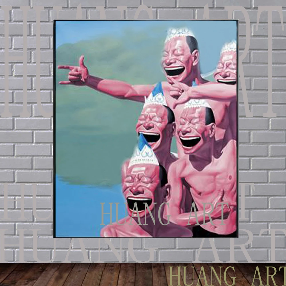 

Chinese hall famous painter yue minjun on the canvas hand-painted oil painting mouth creative very creative gift hotel