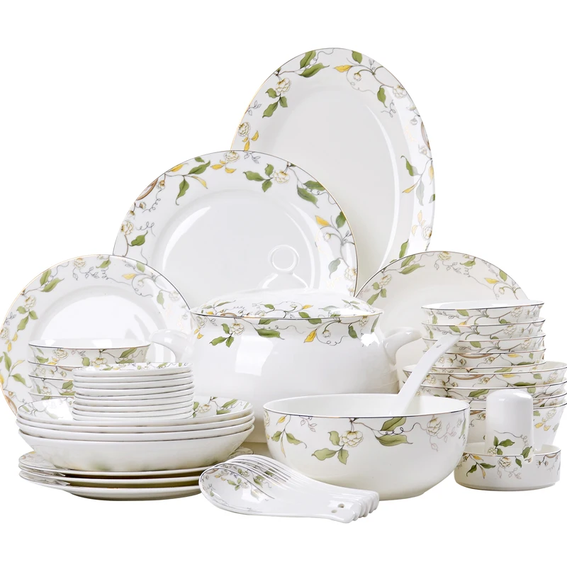 

Tangshan Bone Porcelain Bowls and Dishes with Pottery Bowls and Plates with Soup Bowls and Noodles