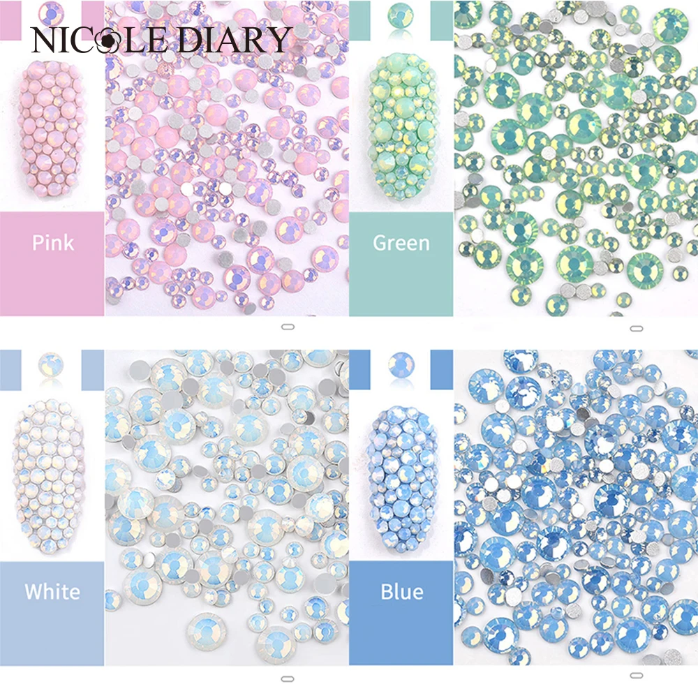 

1 Bag Mixed Size Opal Jelly Nail Art Rhinestones AB Color Flat Back Nail Design Tips DIY Manicure 3D Nail Art Decoration