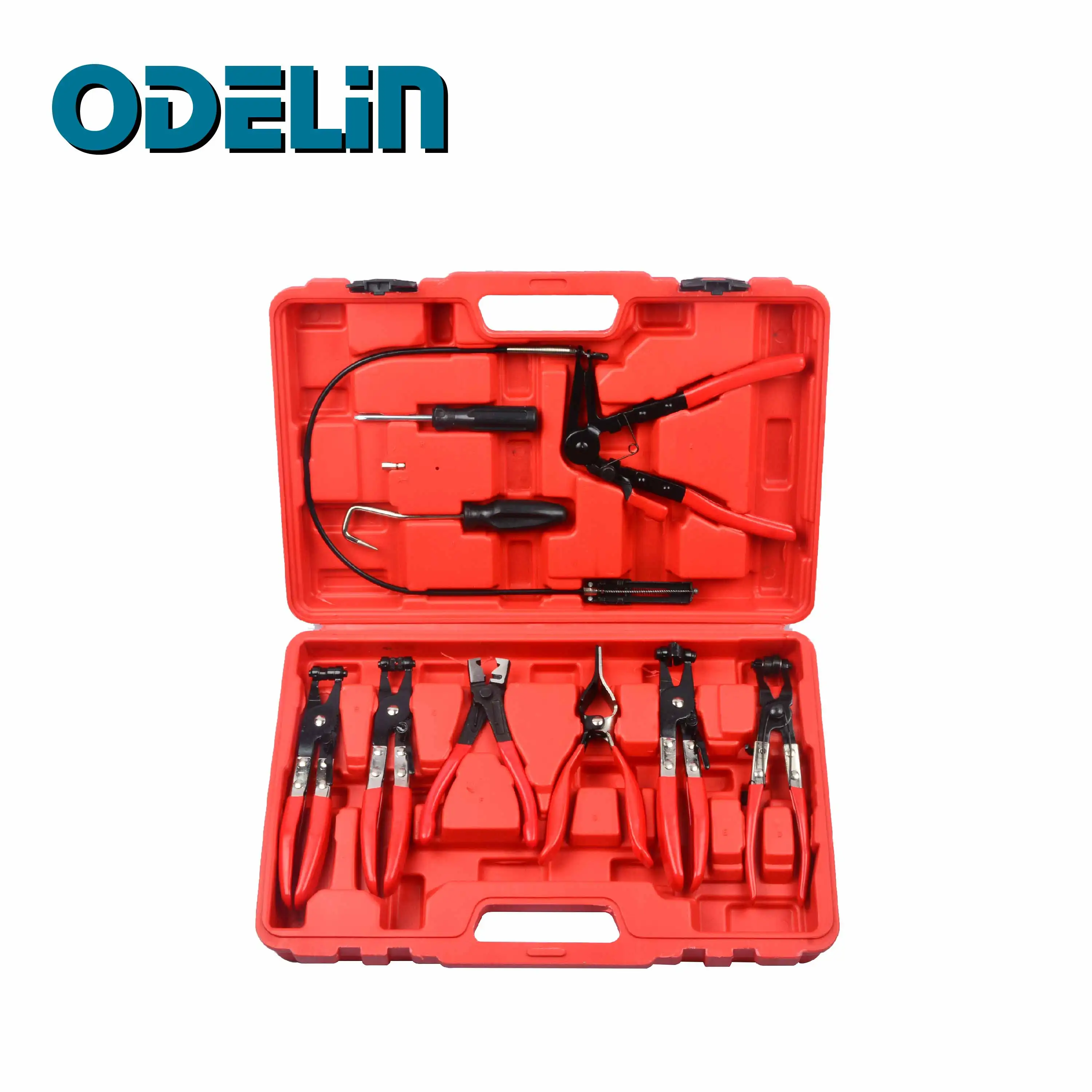 9 PC Hose Clamp Ring Plier Set Flexible Cable