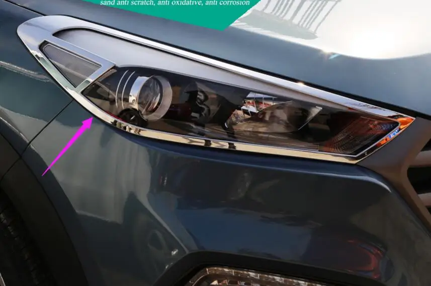 For Hyundai Tucson 2015 2016 ABS Chrome Car Front Headlight Lamp