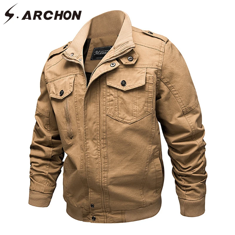

S.ARCHON US Army Air Force Tactical Pilot Jackets Men Spring Cotton Military Bomber Jacket Male Casual Field Flight Jacket Coats