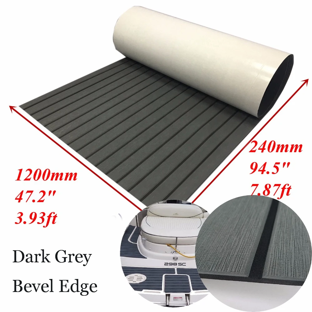 

L Size Boat Teak Decking Sheet Marine Flooring Carpet Pad With Bevel Groove EVA Mat Dark Grey Yacht Boats Accessories