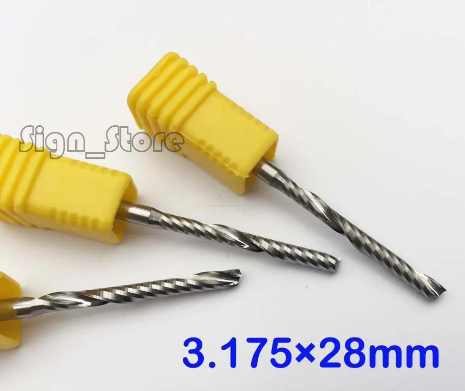 

3Pcs 3.175 * 28 MM carbide cnc Router Single One flute spiral bits Quality End Mill Tool, CNC Router Bit, on Aluminum,Copper