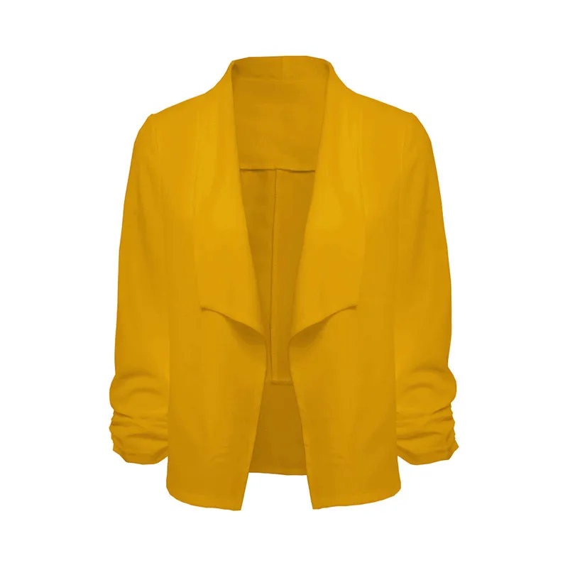 Fashion Women 34 Sleeve Blazer Formal Elegant Ladies Casual Daily  Open Front Short Cardigan Suit Jacket Work Office Coat #5F08 (16)