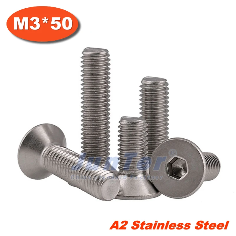 

500pcs/lot DIN7991 M3*50 Stainless Steel A2 Flat Socket Head Cap Screw