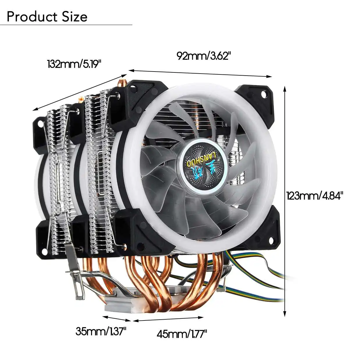 6 с тепловым стержнем heat pipe Процессор кулер двойная башня с цветовой моделью RGB 4pin Процессор Вентилятор охлаждения радиатора для Intel 775/1150/1151/1155/1156/1366 для AMD разъем