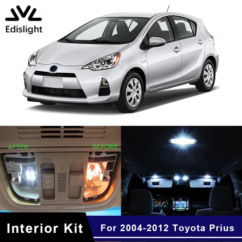 Us 8 93 40 Off Edislight 8pcs White Ice Blue Led Lamp Car Bulbs Interior Package Kit For 2004 2012 Toyota Prius Prius C Prius V Map Door Light In