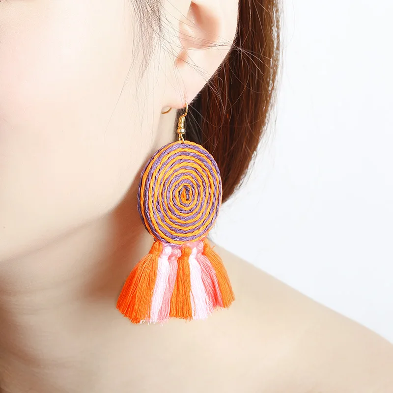 

6 Color Rhinestone Earrings Long Tassel Drop Earrings Luxury Geometry Cloth Rhinestone Earring Women Party Jewelry Gift Qw-72