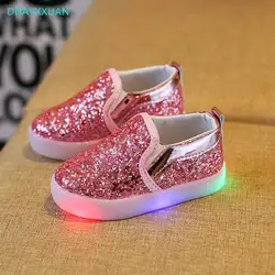 Детские кроссовки с свет новый осень для маленьких мальчиков и девочек Обувь со светодиодной подсветкой малышей противоскользящие