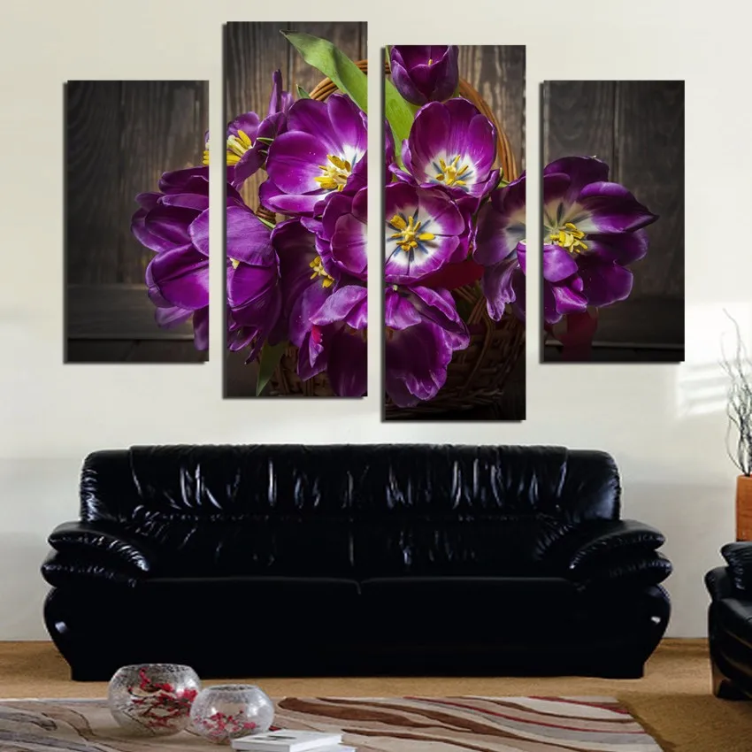 4Pcs Flower Art Oil Painting Print Canvas Picture Living Room Decor Unframed US
