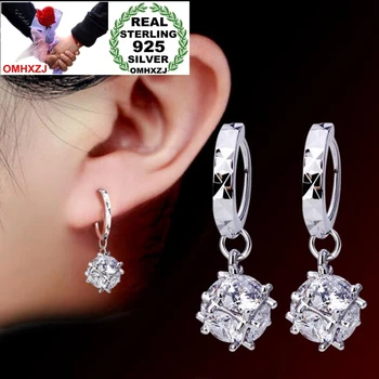 

OMHXZJ Wholesale Jewelry fashion geometry star for Woman gifts Love window 925 Sterling Silver buckle hoop Earrings YS169