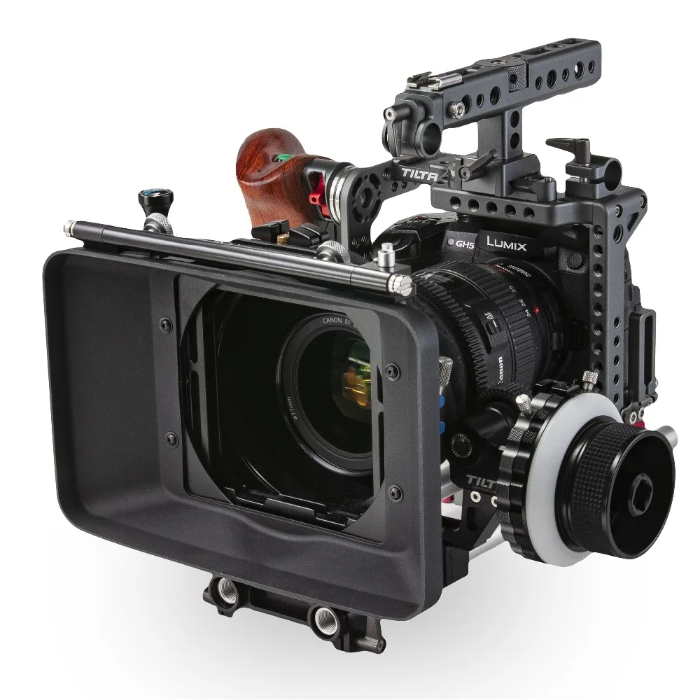 

TILTA ES-T37-C Rig for Panasonic GH4 GH5 Camera Wooden handle FF-T03 follow focus MB-T05 matte box 15mm Cage support