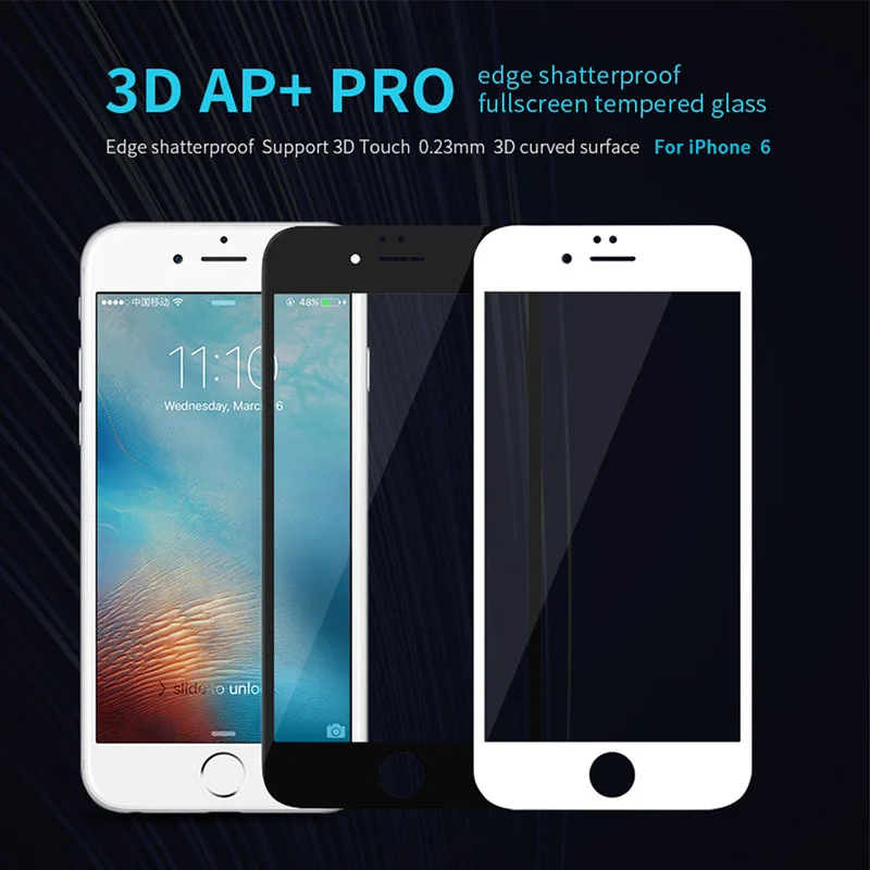 bilder für Für iphone 6 gehärtetem glas nillkin 3d ap + pro rand bruchsicher vollbild gehärtetem glas für apple iphone 6 s 4,7 ''0. 23mm dünne bilder für Für iphone 6 gehärtetem glas nillkin 3d ap + pro rand bruchsicher vollbild gehärtetem glas für apple iphone 6 s 4,7 ''0. 23mm dünne