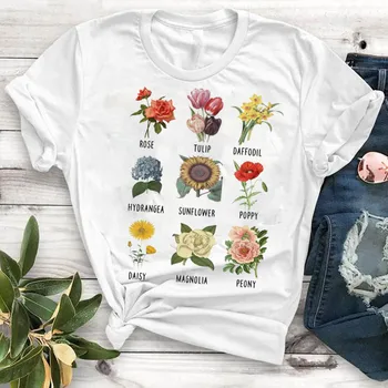 

Fashion Flower Plant Summer Women Clothing Print T Shirt Female Tshirt Women Tee Top Graphic Kawaii Camisas Mujer Tees T-shirt