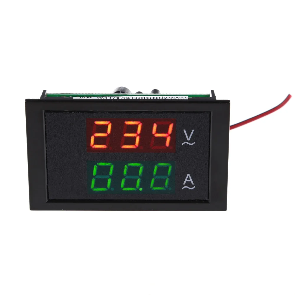 

AC80-300V 50A Display Red Blue LED Digital Voltmeter Ammeter Volt Amp Panel Black