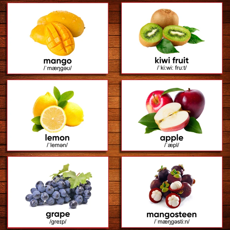 Ddwe 11 16cm Fruit Kids Montessori Educativos Children Fun English Word Flashcards Learning Educational English Card Table Game Aliexpress