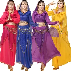 3 предмета в комплекте Женский индийский партии Танцы DS клуб Костюмы костюмы Костюмы для танца живота костюм платье Для женщин bellywood этап