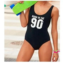BORN IN THE 90 с принтом букв цельный купальный костюм для женщин
