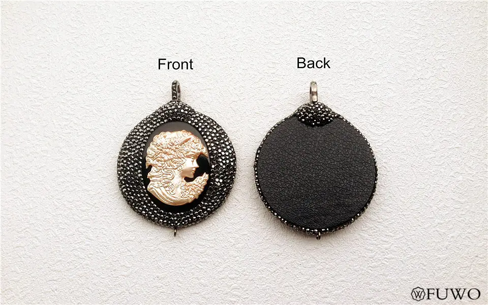 Pave Rhinestone Bead Virgin Mary Shell Pendant 9