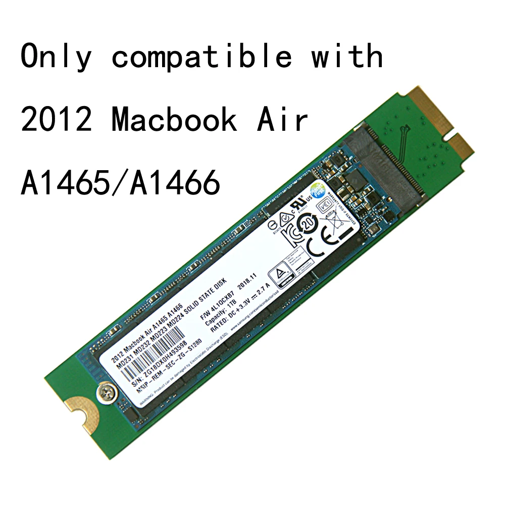 1 ТБ SSD для 2012 Apple Macbook Air A1465 A1466, размеры для возраста от 1 Md231 Md232 Md223 Md224 твердотельный диск