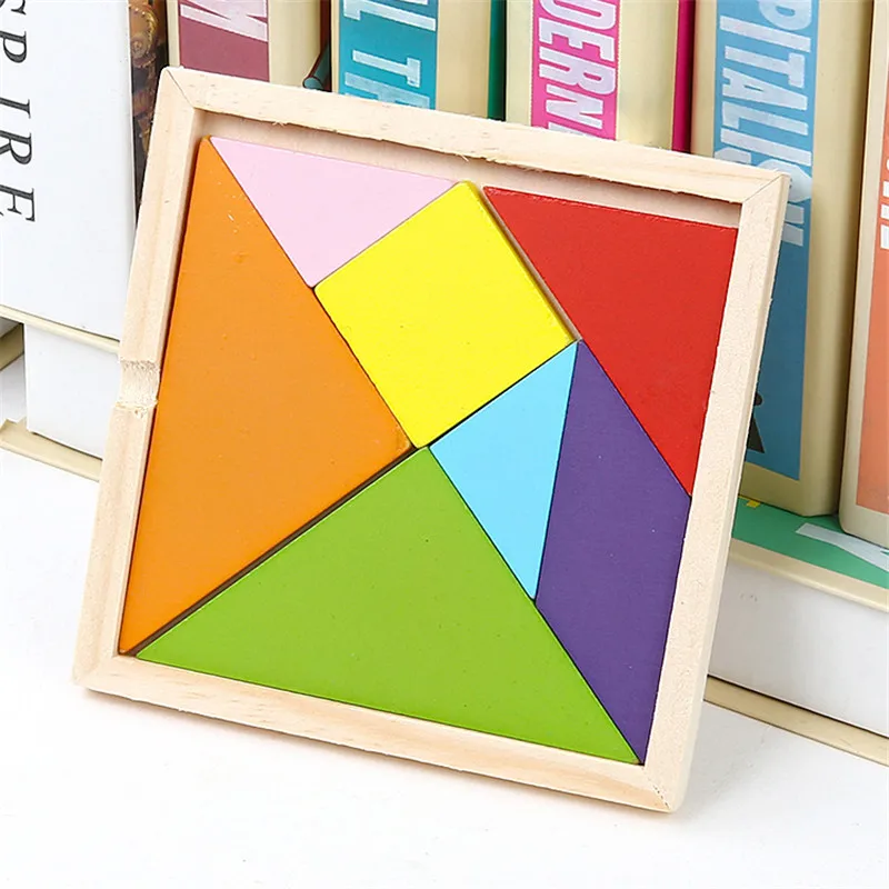

Wooden Tangram 7 Piece Jigsaw Puzzle Toys For Children Learning Educational Colorful Square Cube Game Brain Intelligent Toys