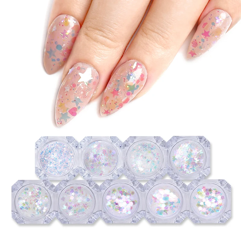 

AB Chameleon Color Sequins Nail Art Glitter Flakes Powder Decoration for UV Gel Polish Star Heart Flower Paillette Manicure DIY