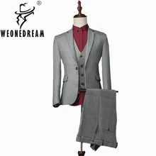 Новое поступление мужской серый костюм в горошек Тонкий костюм на одной пуговице с брюками для мужчин Свадебный костюм жениха для мужчин Terno Masculino 3XL